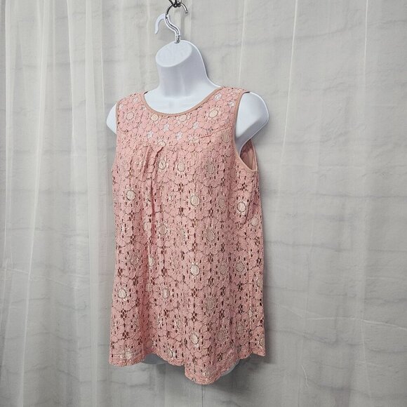 Shannon Ford Pink Floral Lace Tank Coquette Boho Retro M - Picture 4 of 10
